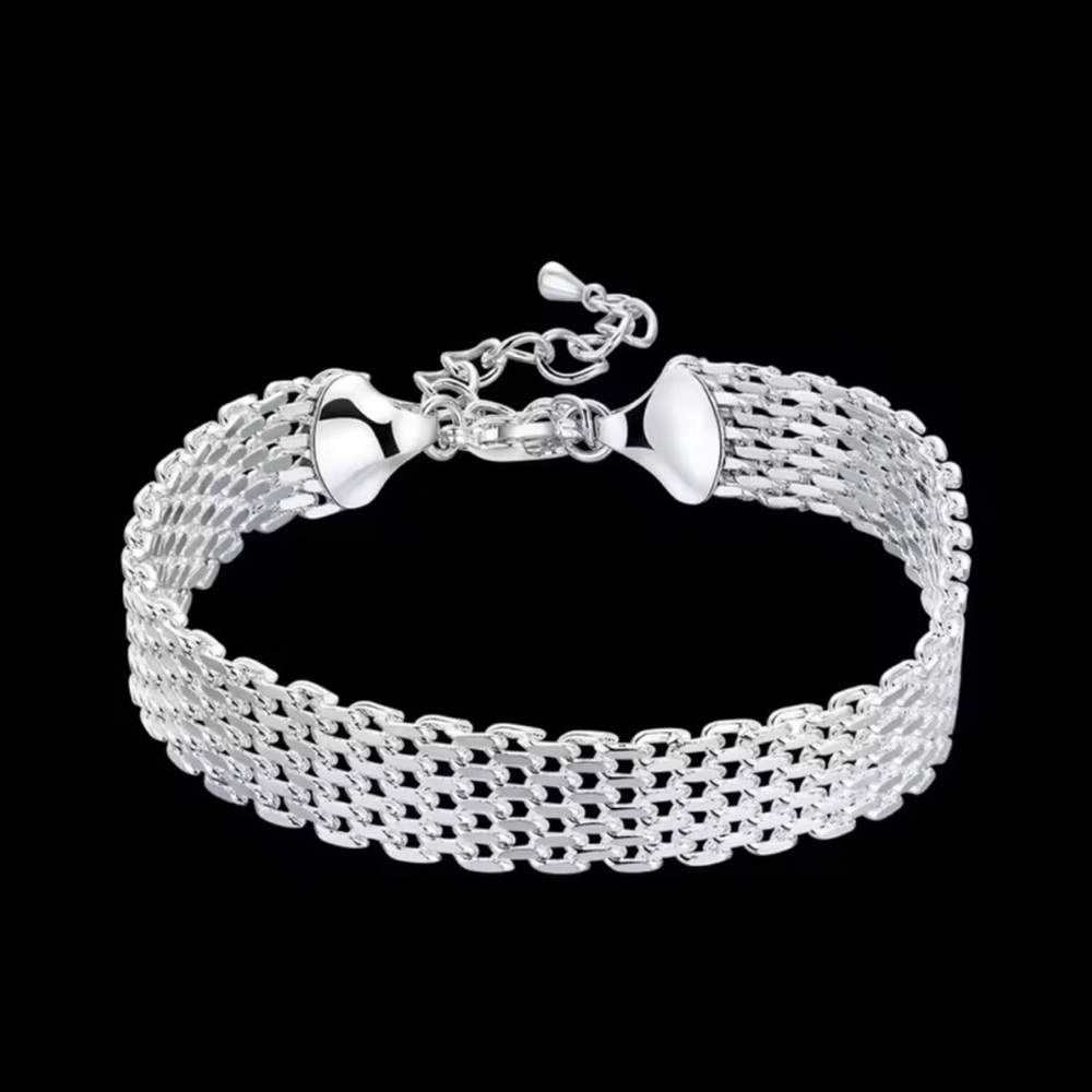 Sterling Silver Multi-Row Chain Bracelet